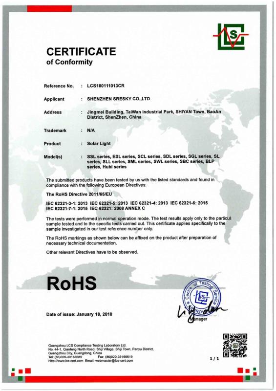 RoHS - Shenzhen Sresky Co., Ltd.