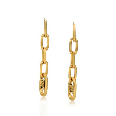 China E-1448 FASHIONABLE xuping fun 24K royal elegant gold chained creative personality long paper clip earrings for sale