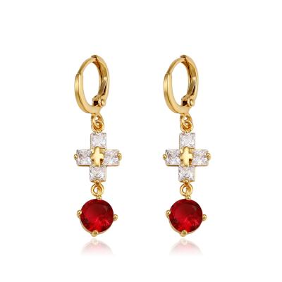 China FASHIONABLE 93751 xuping top selling product noble cross in 2018 dangle back earring lever earring findings for sale