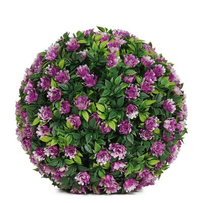 China Art Decor Manufacture Price Decorative Artificial Flower Ball Boxwood Topiary Ball With Flower For Wedding Decor for sale