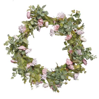 China Office Decoration Flower Plants New Design Artificial Silk Chrysanthemum Flower Door Hanging Wreath For Garland Home Decoration for sale