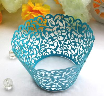 China Custom Custom Multicolor Cake Cup Paper Border Hollowed Out Vine Pattern Cake Cups for sale