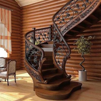 China Attic Stairs Contemporary Duplex Spiral Staircase Wrought Iron Solid Wood Staircase The Whole Staircase Indoor Stairs for sale