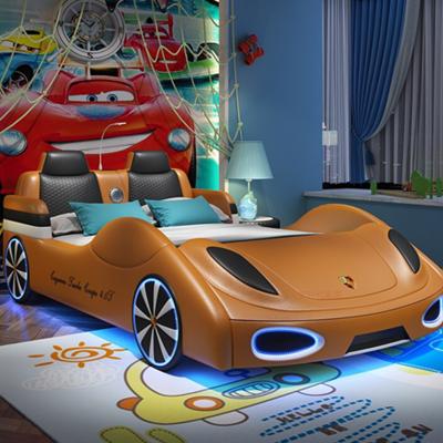 China Storage Children Beds Boy Girl Single Bed Cartoon Car Kids Bed With Guardrail for sale