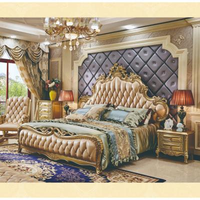 China CBM Home Furniture King Size Bed Headboard Wooden Luxury Hotel Bedroom Furniture Genuine Leather Bed for sale