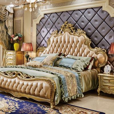 China CBMmart luxury style antique royal gold adjustable bed queen size wooden beds camas (size) for sale