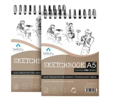 China Custom 150gsm Spiral Paper for Artist High Quality Custom Sketch Book School A4 A5 Spiral Notebook for sale