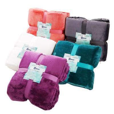 China Blanket Plain Colors Mink Touch Soft Flannel Coral Fleece Bed Throw Blanket for sale