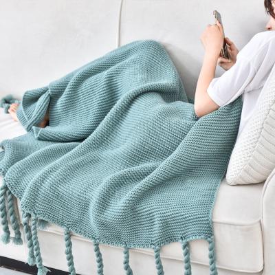 China 100% Cotton Knitted Throw Blanket Couch Cover Blanket solid colors colours plain for sale