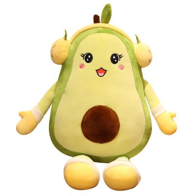 China Cute Fun Avocado plush stuffed plant toys with headphone avocado plush toy custom plant doll decor gift for sale