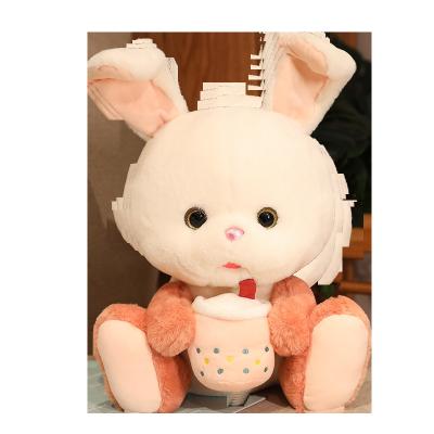 China Cute Animal Doll Rabbit plush toy stuffed animals rabbit holding cup custom plush bunny rabbit plush toy gift for sale