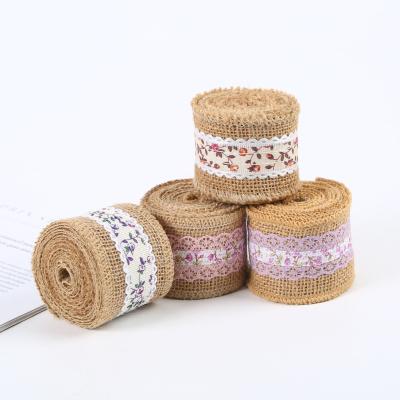 China 6.5cm Jute Burlap Ribbon Plain Satin Woven Edges 10 Yards  Eco Friendly for sale