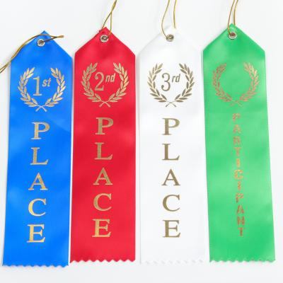 China Blue Green Medal Award Ribbon Polyester Satin Custom Medal Ribbons for sale