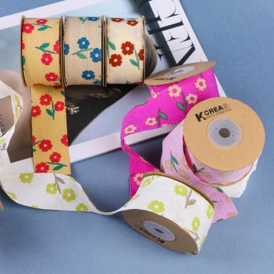 China OEM Blossom Flower Art Printed Ribbon 40mm Custom Ribbon With Logo for sale