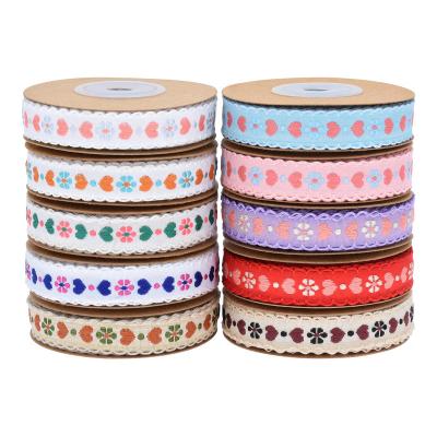 China Jacquard 12mm Floral Wired Ribbon ISO14001 Vintage Floral Ribbon à venda