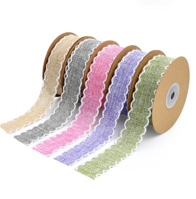 중국 25mm * 10y Burlap Ribbon Rolls Weave Edge 2.5cm Burlap Trim By The Yard (공원에서 제작된) 판매용