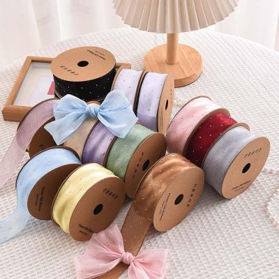 China 4cm*18m Shinny Diamond Polyester Organza Ribbon High Quality Gift Ribbon for sale