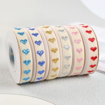 China 16mm*9m Heart Pattern Jacquard Cotton Ribbon para acessórios de vestuário à venda