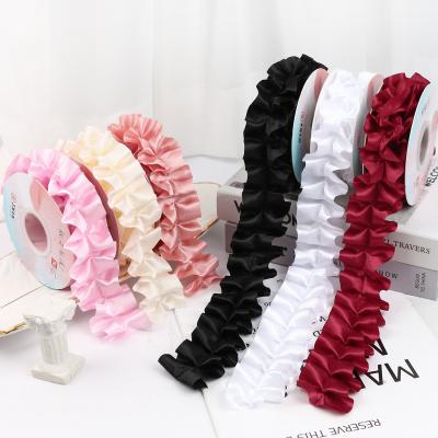 China 4.0cm*4.5m Wrinkled Edge Polyester Ribbon For Flower Packing for sale