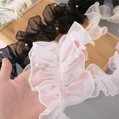 China 12cm*2m Wrinkled Edge Lace Ribbon For Flower Package And Gift Packing for sale