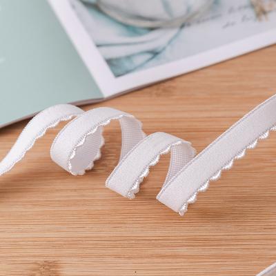 China 1.2cm Weaved Edge Polyester Elastic Bra Strap Ribbon For Garment Accessories for sale