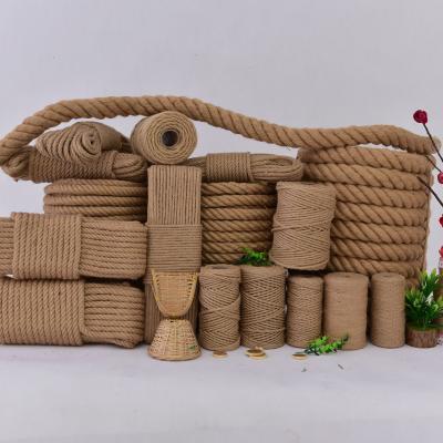 China 6mm-60mm Yellow Jute 3 Strands Twisted Rope Applied in Decoration or Sea Fishing Rope for sale