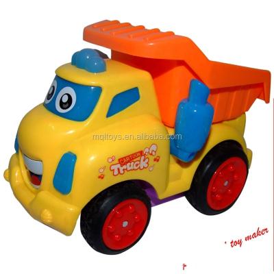 China Bang and Go Action Cartoon Building Car Yellow Battery Powered Bump and Go Action Toy Car for sale