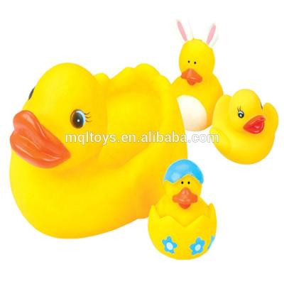 China Palying with duck when baby shower non-toxic rubber toy 1pc big yellow duck with 3pcs little yellow duck for sale