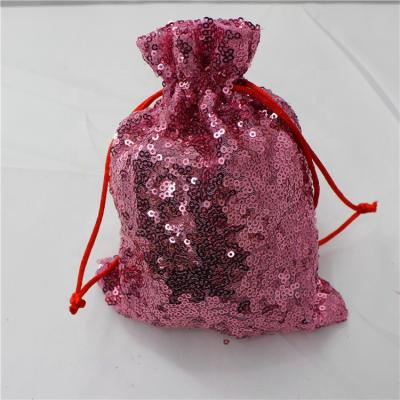 China Clothes Tulle Fabric Customized Tote Girls Sequin Sequin Duffle Tie Sequin Bags Birthday Party Wedding Candy Bags for sale