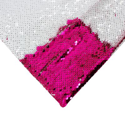 China 2019 Rose Red Reversible Mermaid Print Sequin Fabric Yarda Lentejuela Anti-Static Sublimation Sequin Fabric for sale