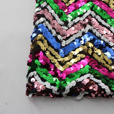 China Anti-Static Colorful Reversible Rainbow Iridescent Large Sequin Fabric Custom Sequin Sequin Fabric for sale