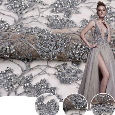 China China Fabric Supplier Sequin Bead Embroidery Breathable Wedding Dress Fabric for sale