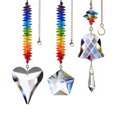 China China GOLDENHAITAI Crystal Sun Catcher 68mm Heart Pendant Window Home Garden Ornament Rainbow Hanging Manufacturer G316807 for sale