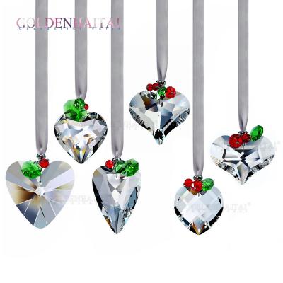 China Crystal Heart 42.45.48.52 .55.58mm Europe Christmas Clear Suncatcher Hanging GOLDENHAITAI Pendant C31000 for sale