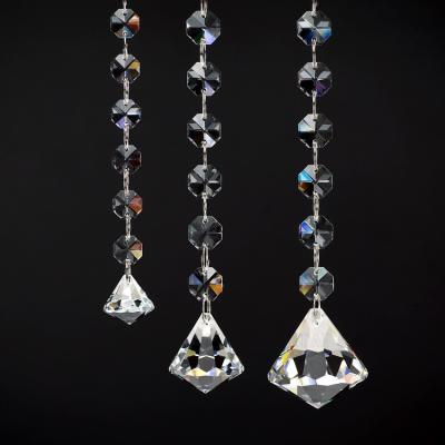 China China Goldenhaitai 14mm Crystal Glass Octagon Bead Strands, Crystal Beads Chain Garland Hanging with Diamond Pendants for sale