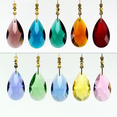 China High Quality Original China 38mm K9 Crystal Almond Prism Chandelier Colorful Pendant, 1 Set 10 Colors for sale