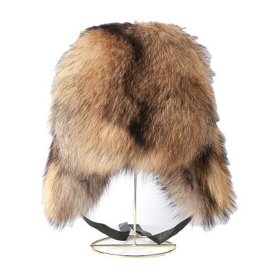 China breathable & Winter Waterproof Sheepskin Trapper Hat Natural Materials Sheepskin Fox Fur Hat for sale