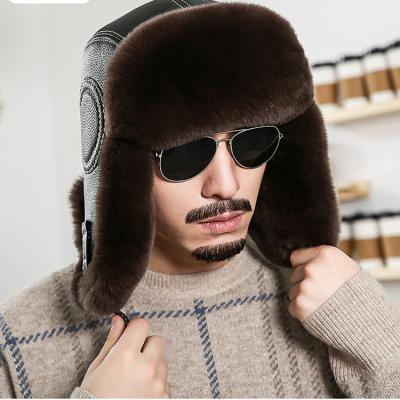 China breathable & Warm Russian Fur Winter Earmuffs Men Women Shearling Hat Waterproof Eskimo Mongolian Sheepskin Hat Warm Ushanka Hat/Lumberjack Hat/Eskimo Hat for sale