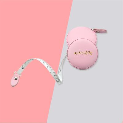 China Reteactable Logo Move Print Embossed Smooth Custom Pu Leather Retractable Tape Measures With Logo for sale