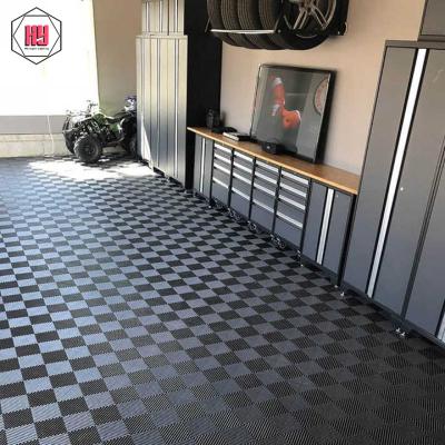 China Factory outlet waterproof anti-slip wear-resistant pvc floor garage interlocking interlocking tile interlocking plastic garage flooring for car wash floor tile for sale