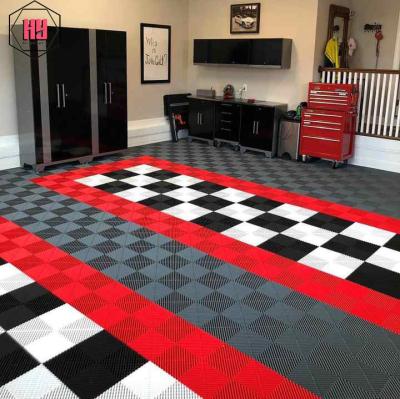 China Waterproof Wear Resistant Anti-slip Flooring Mat PVC Garage Floor Plastic Interlocking Tile for sale