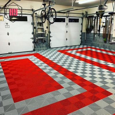 China Hot Seller 400mm x 400mm DIY Flooring Tiles Car Garage Friendly Interlocking Solid Plastic Floor Tiles Anti-Slip Wear Resistant Waterproof PP Floor Tiles for sale