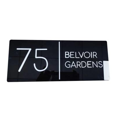 China Commercial Custom Company Name Wall Mounted House Number Display UV Printed Acrylic Sign for sale