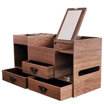 China Storage Factory Wholesale Decorative MDF Printed Wooden Box Cosmetic Organizer For Home Office Customized for sale