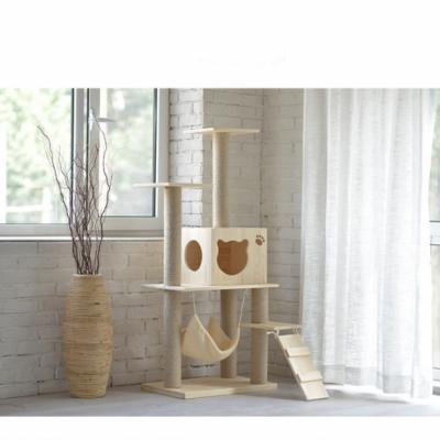 China Breathable Fast Shipping Outdoor Solid Wood Cat Treehouse Cabinet for sale