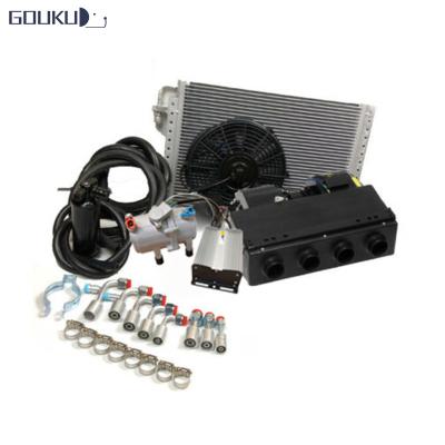 China Electric Vehicle Air Conditioner GOUKU 12v Air Conditioner Compressor Kit Under Dash For Universal Type 12v 24v DC Vaporizer AC Car Unit for sale