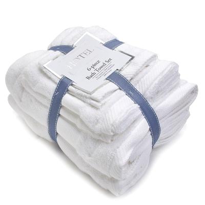 China Large Child Safe Adult White Towels Bath Set Custom Luxury Five Star Cotton Hotel Dobby White 100% Hand Woven Bath Towels With Hotel Name for sale