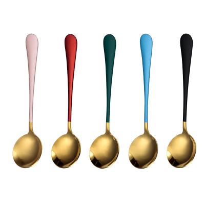 China Creative Net Red Spoon Viable Color Stainless Steel Household Soup Spoon 410 Stainless Steel Spoon for sale