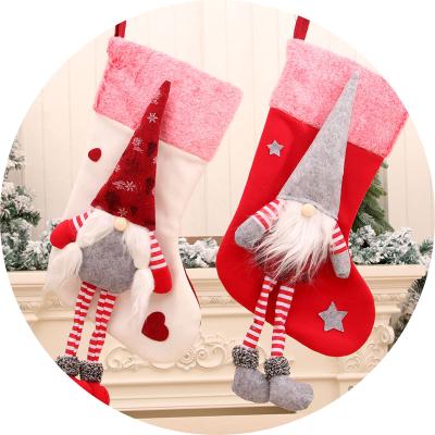 China Fleece Christmas Home Decorations Baby Candy Bags Big Gift Bag Surprise Child Supplies Hanging Socks Christmas Stockings for sale