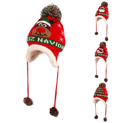 China JOINT Acrylic Winter Custom Kids Christmas Fashion Santa Claus Snowman Deer Beanie Baby Warm Knitted Knit Hat With Pom Pom for sale